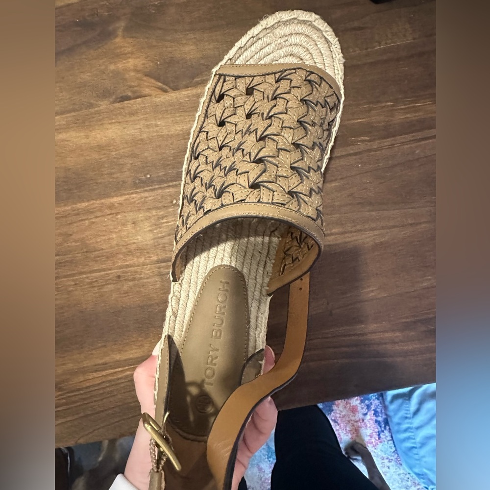 ONE Left Tory Burch Basket-Weave Espadrille Wedge - Sz 11